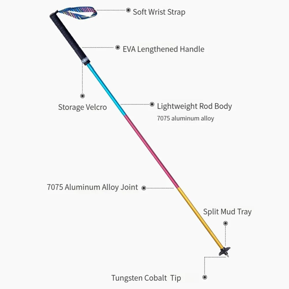 2 x Ultralight carbon fiber trekking poles folding trail running sticks