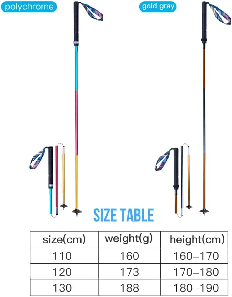 2 x Ultralight carbon fiber trekking poles folding trail running sticks