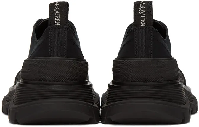Alexander McQueen Black Canvas Tread Slick Platform Low Sneakers