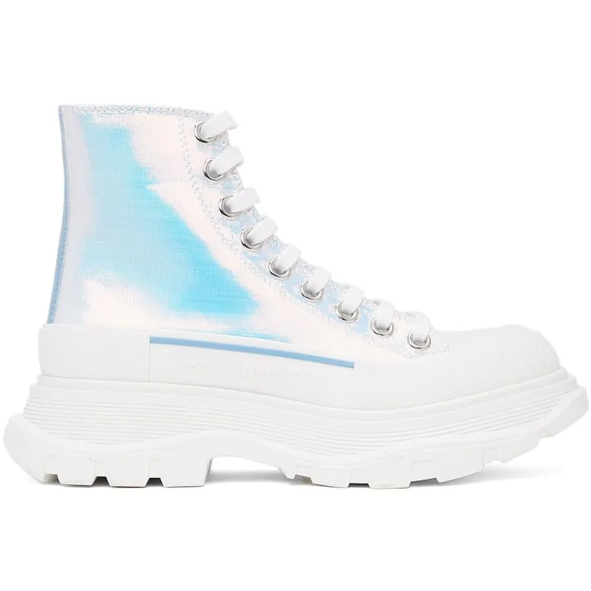 Alexander McQueen Silver Holographic Tread Slick Platform High Sneakers