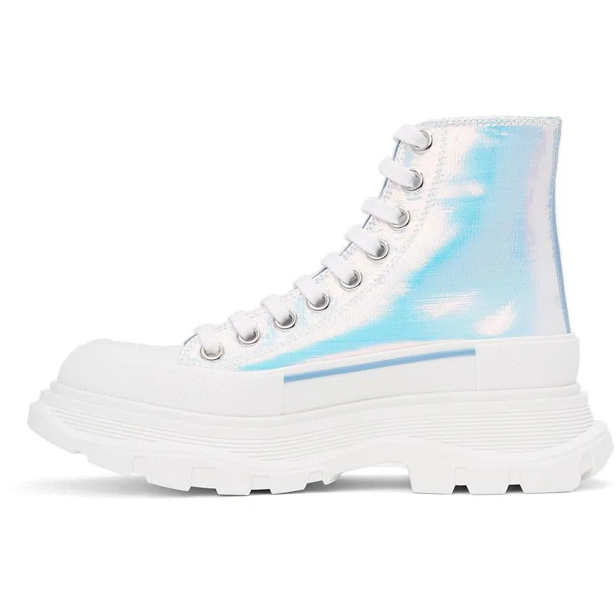 Alexander McQueen Silver Holographic Tread Slick Platform High Sneakers