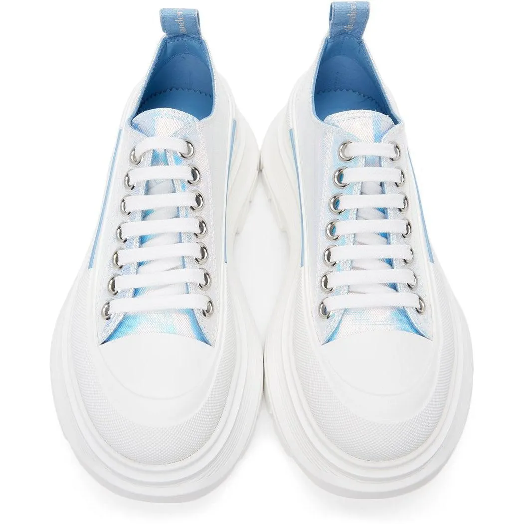 Alexander McQueen Silver Holographic Tread Slick Platform Low Sneakers