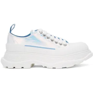 Alexander McQueen Silver Holographic Tread Slick Platform Low Sneakers