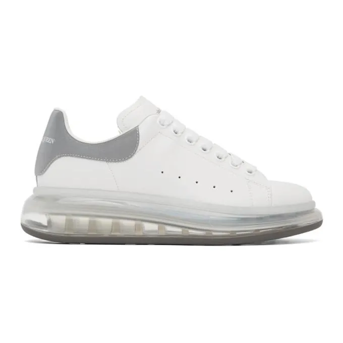 Alexander McQueen White and Silver Clear Sole Oversized Sneakers