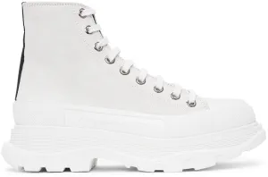 Alexander McQueen White Suede Tread Slick Sneakers