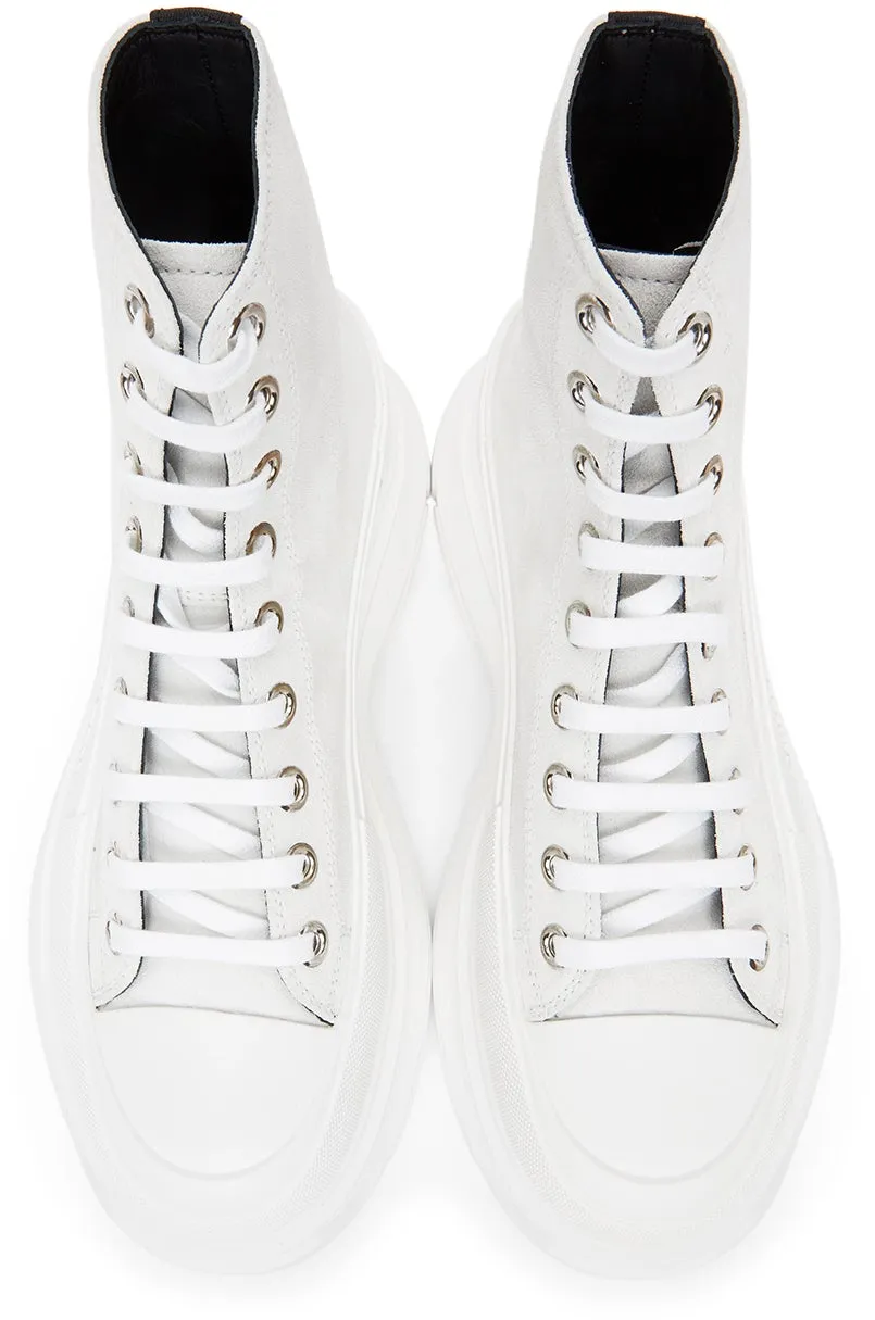Alexander McQueen White Suede Tread Slick Sneakers