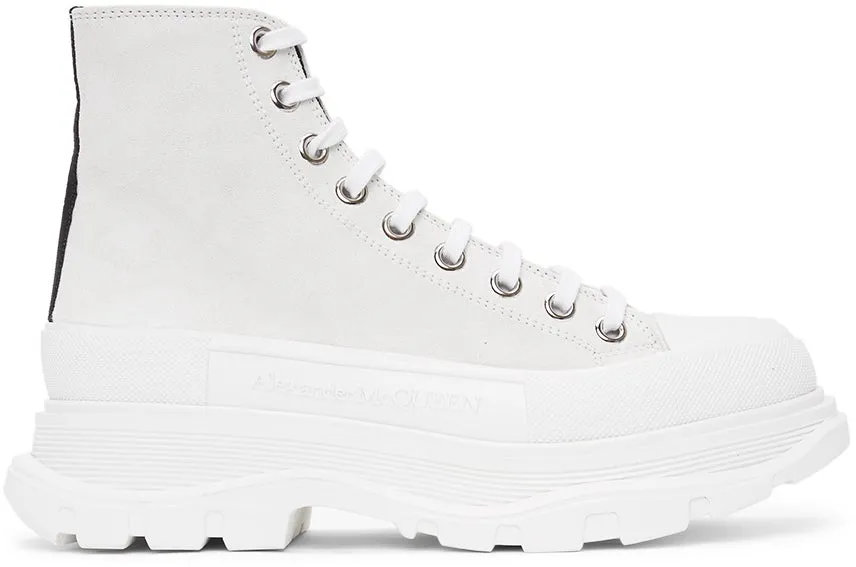 Alexander McQueen White Suede Tread Slick Sneakers