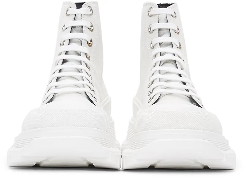 Alexander McQueen White Suede Tread Slick Sneakers