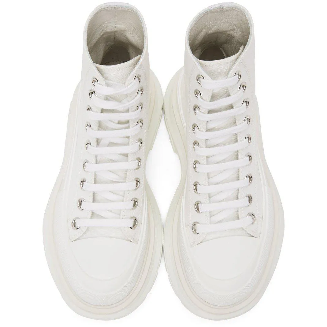 Alexander McQueen White Tread Slick Platform High Sneakers