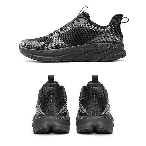 ALLSWIFIT Men's Running Shoes Breathable Lightweight Jogging Walking Sneakers for All-Day Wear All Black Size 9 SARR009M