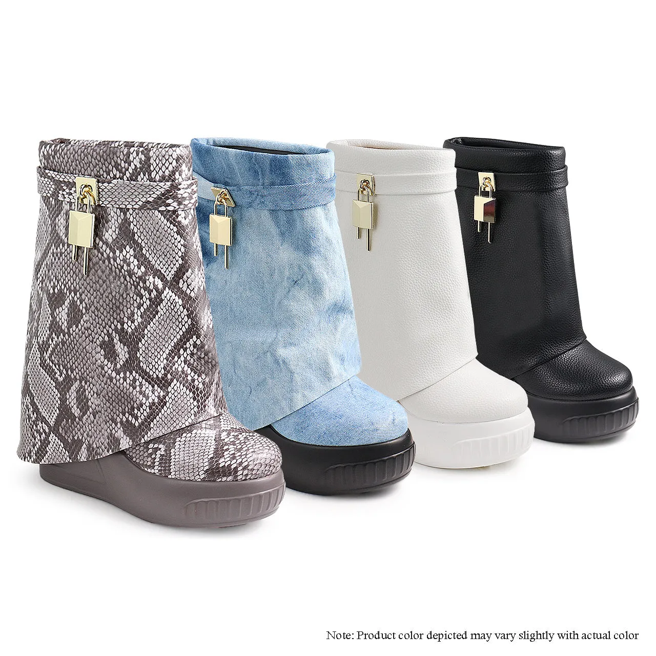 BROOK-1 DRAPEY BOOTIE SNEAKERS - DENIM