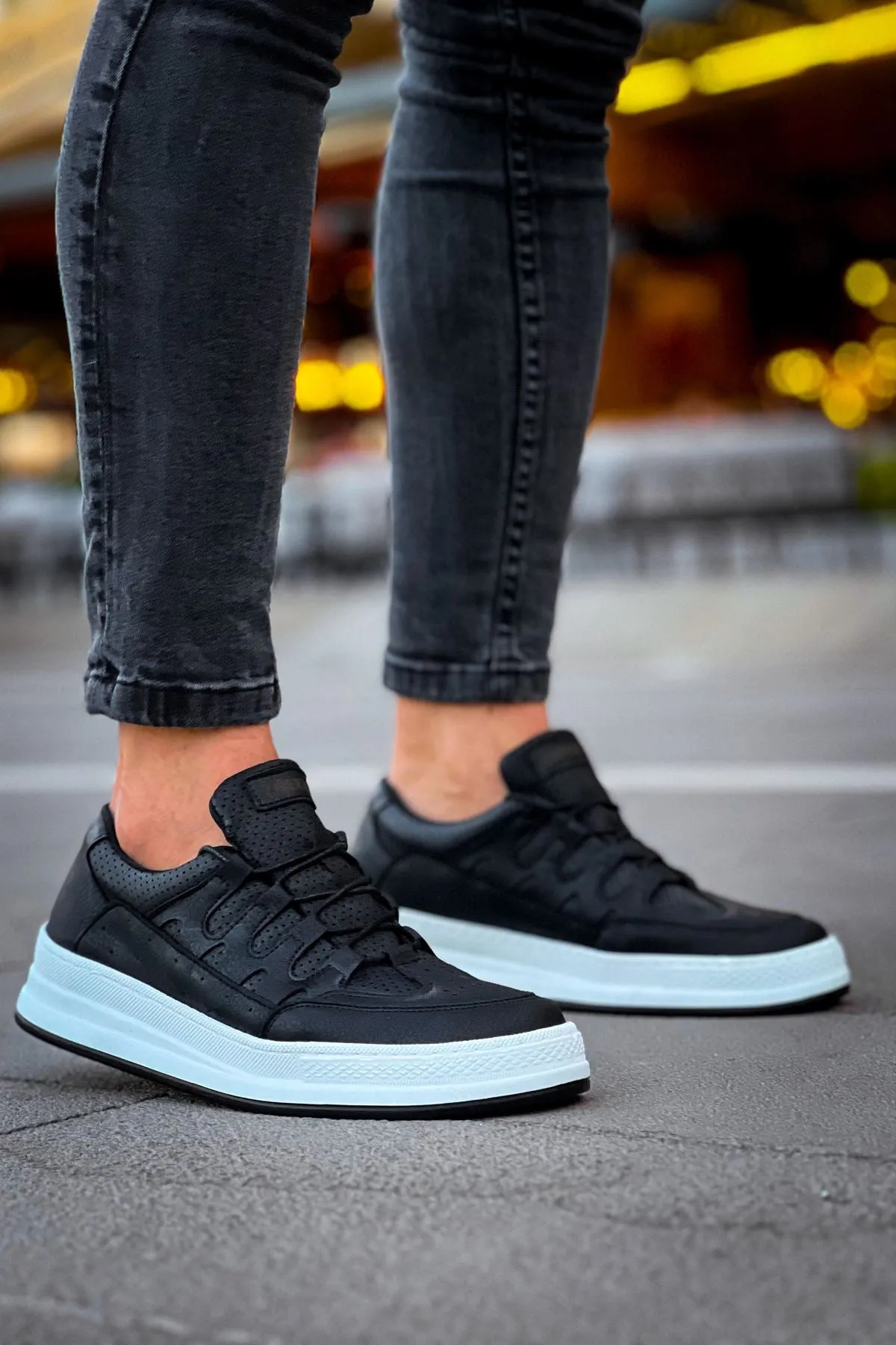 CH040 Men's Unisex Orthopedics Black-White Sole Casual Sneaker Sports Shoes