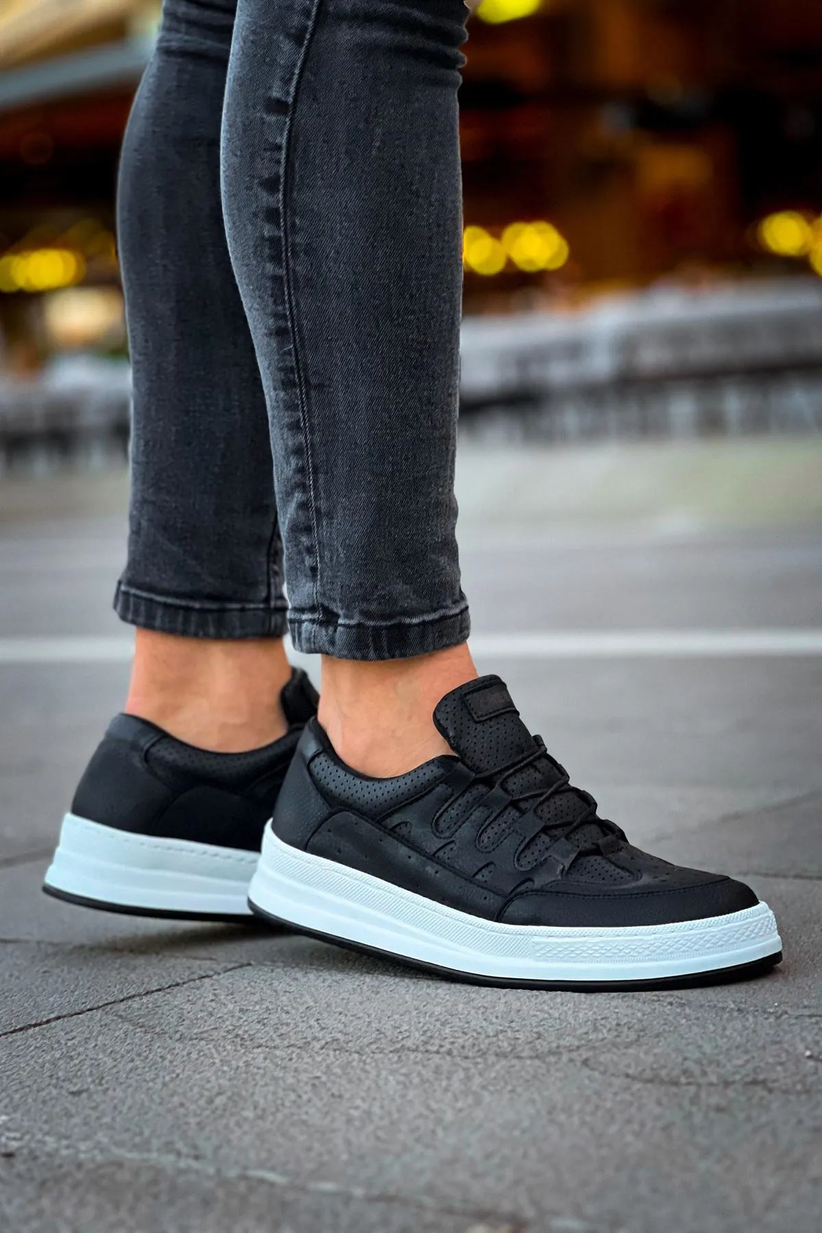 CH040 Men's Unisex Orthopedics Black-White Sole Casual Sneaker Sports Shoes