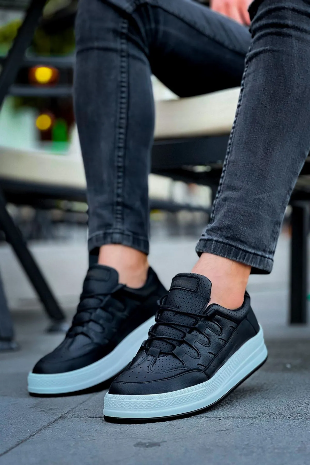 CH040 Men's Unisex Orthopedics Black-White Sole Casual Sneaker Sports Shoes