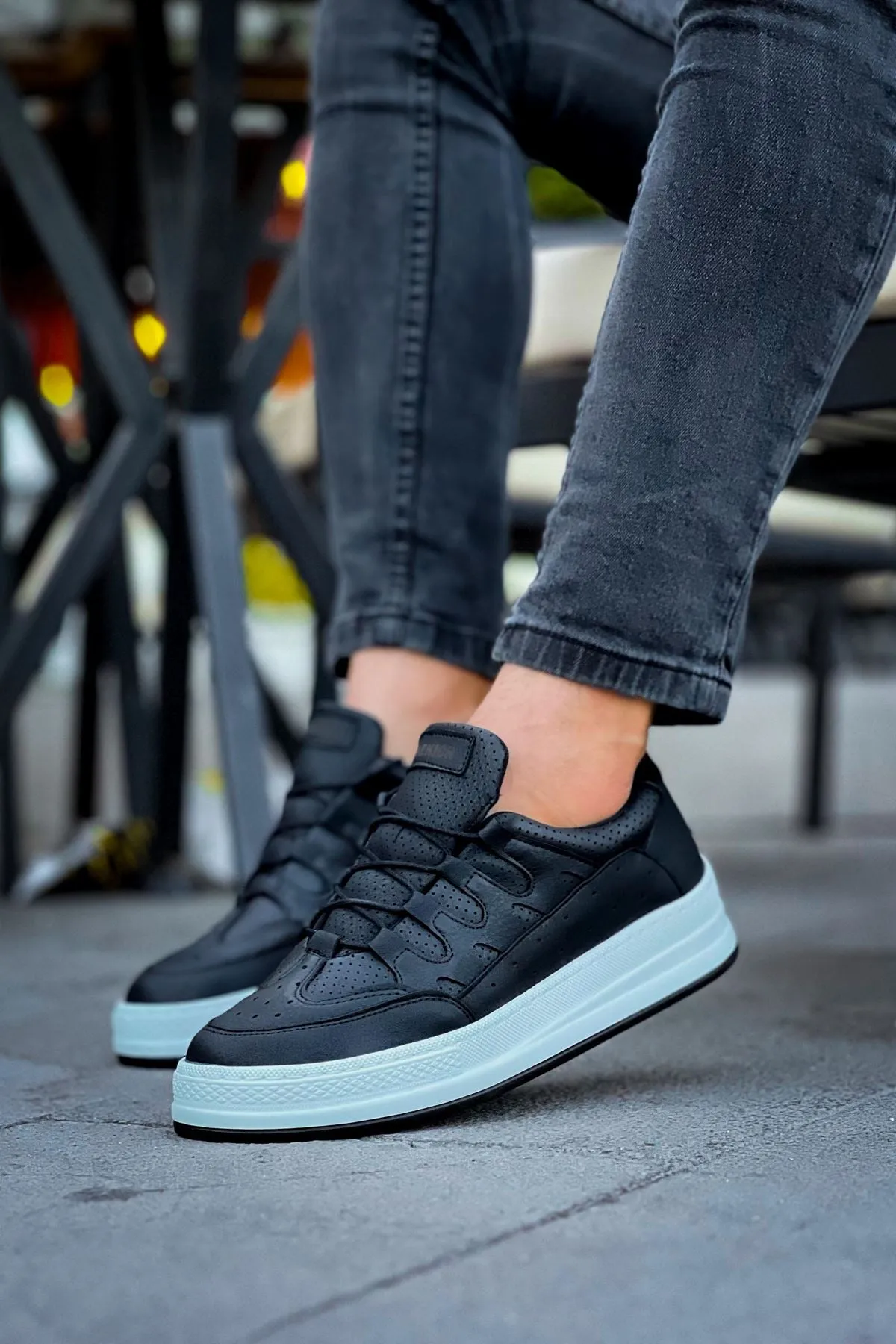 CH040 Men's Unisex Orthopedics Black-White Sole Casual Sneaker Sports Shoes