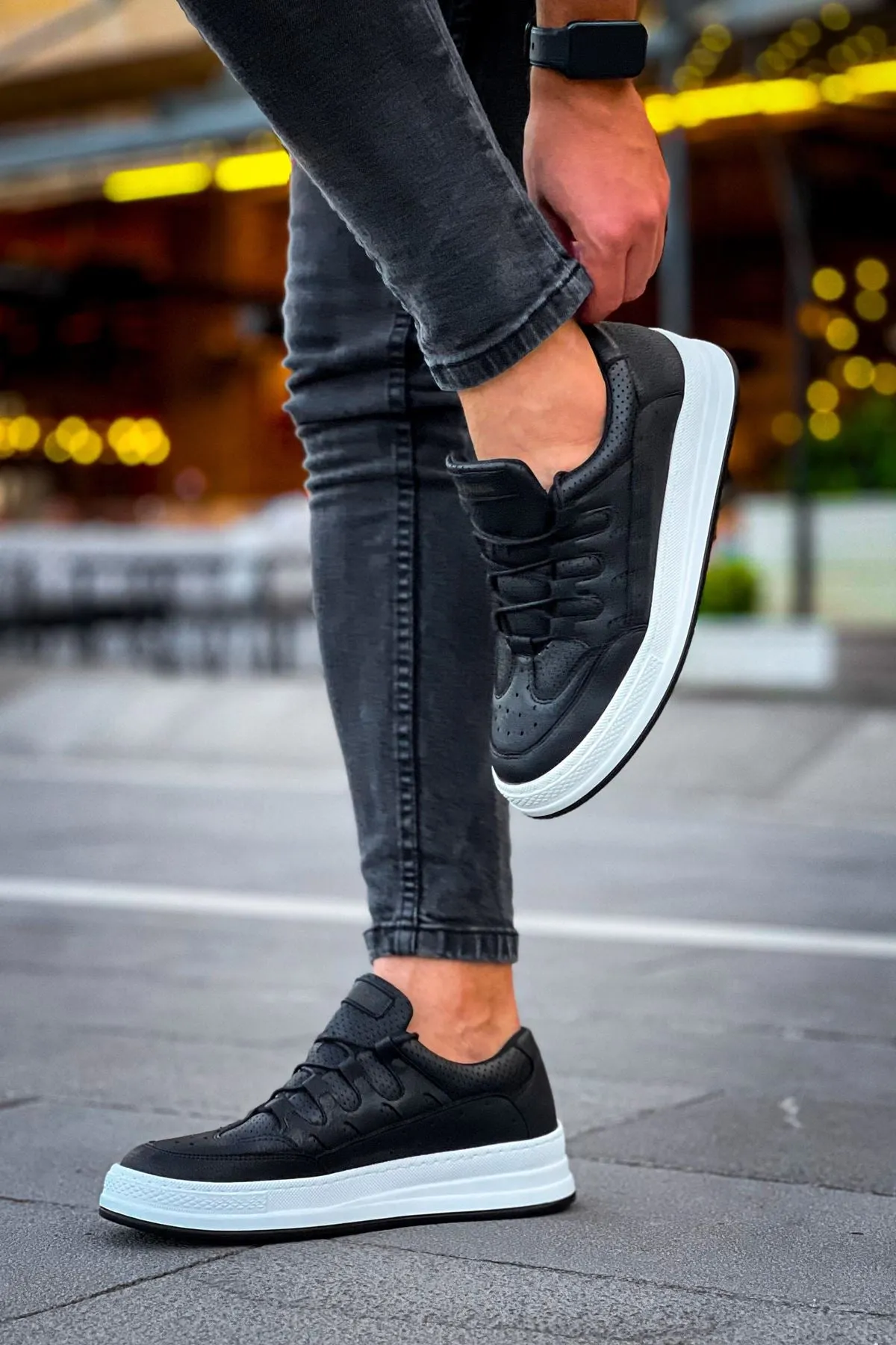 CH040 Men's Unisex Orthopedics Black-White Sole Casual Sneaker Sports Shoes