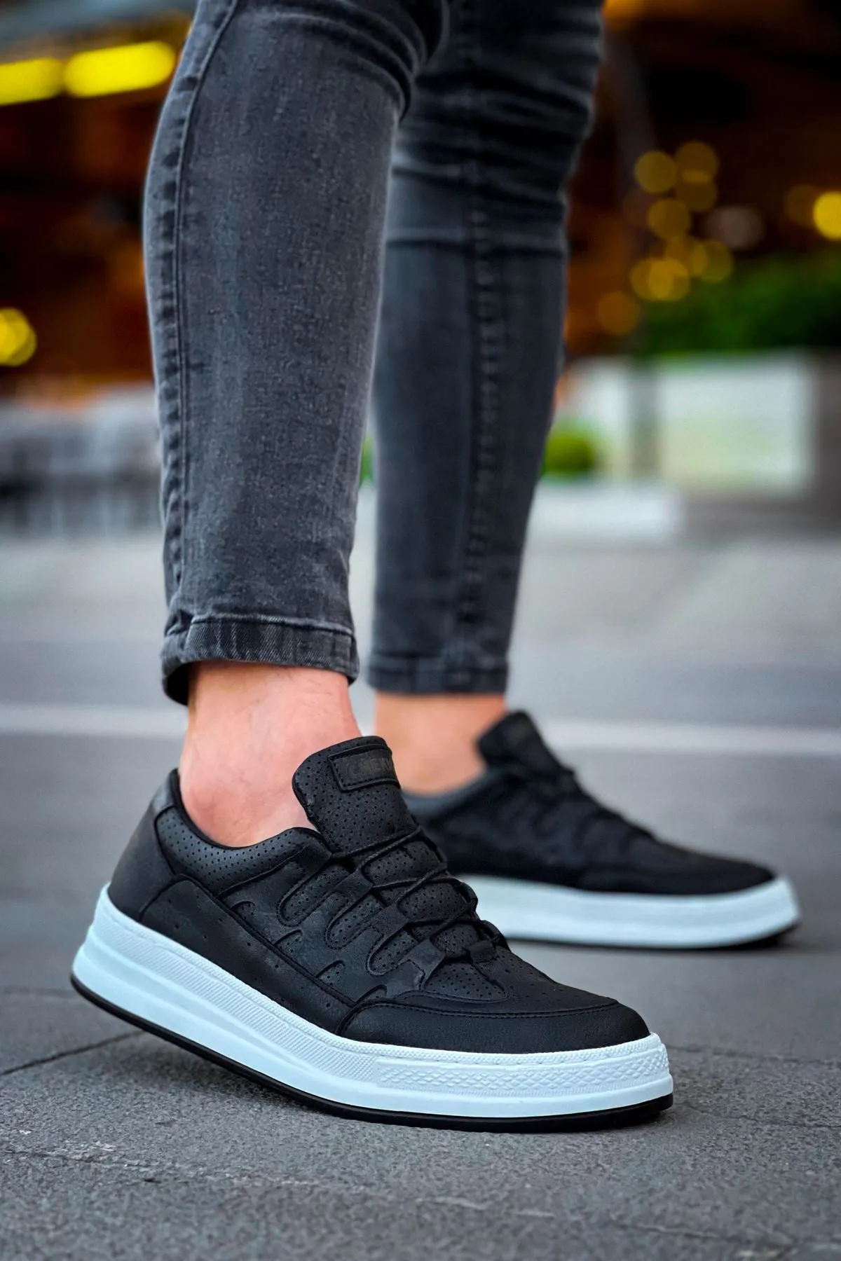 CH040 Men's Unisex Orthopedics Black-White Sole Casual Sneaker Sports Shoes