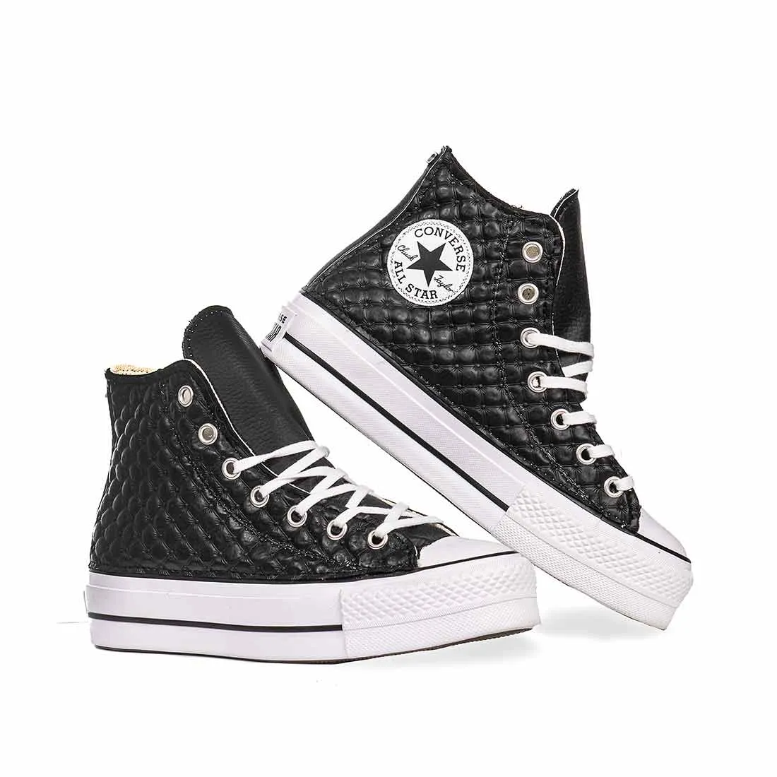 Converse All Star Alte in Ecopelle Nere - Matelassè