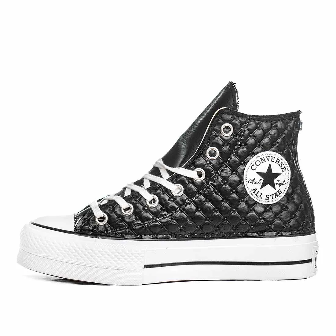 Converse All Star Alte in Ecopelle Nere - Matelassè