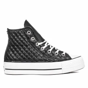 Converse All Star Alte in Ecopelle Nere - Matelassè