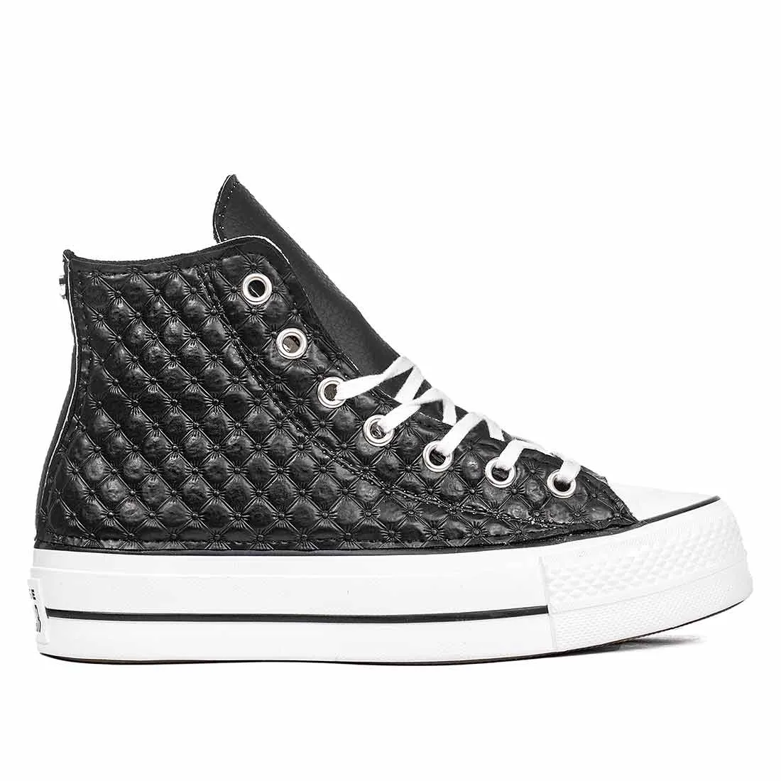 Converse All Star Alte in Ecopelle Nere - Matelassè
