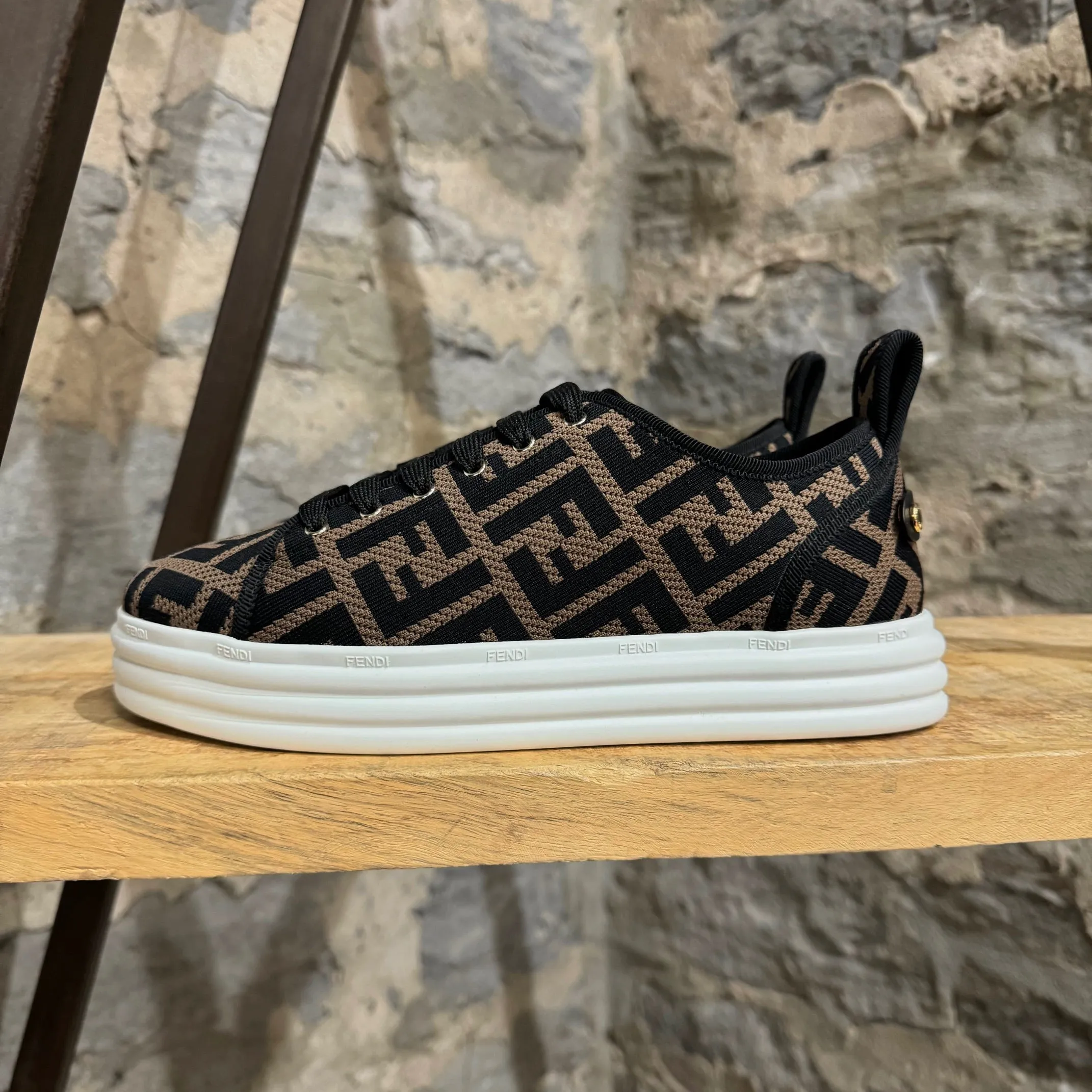 Fendi Zucca FF Brown Mesh Platform Sneakers