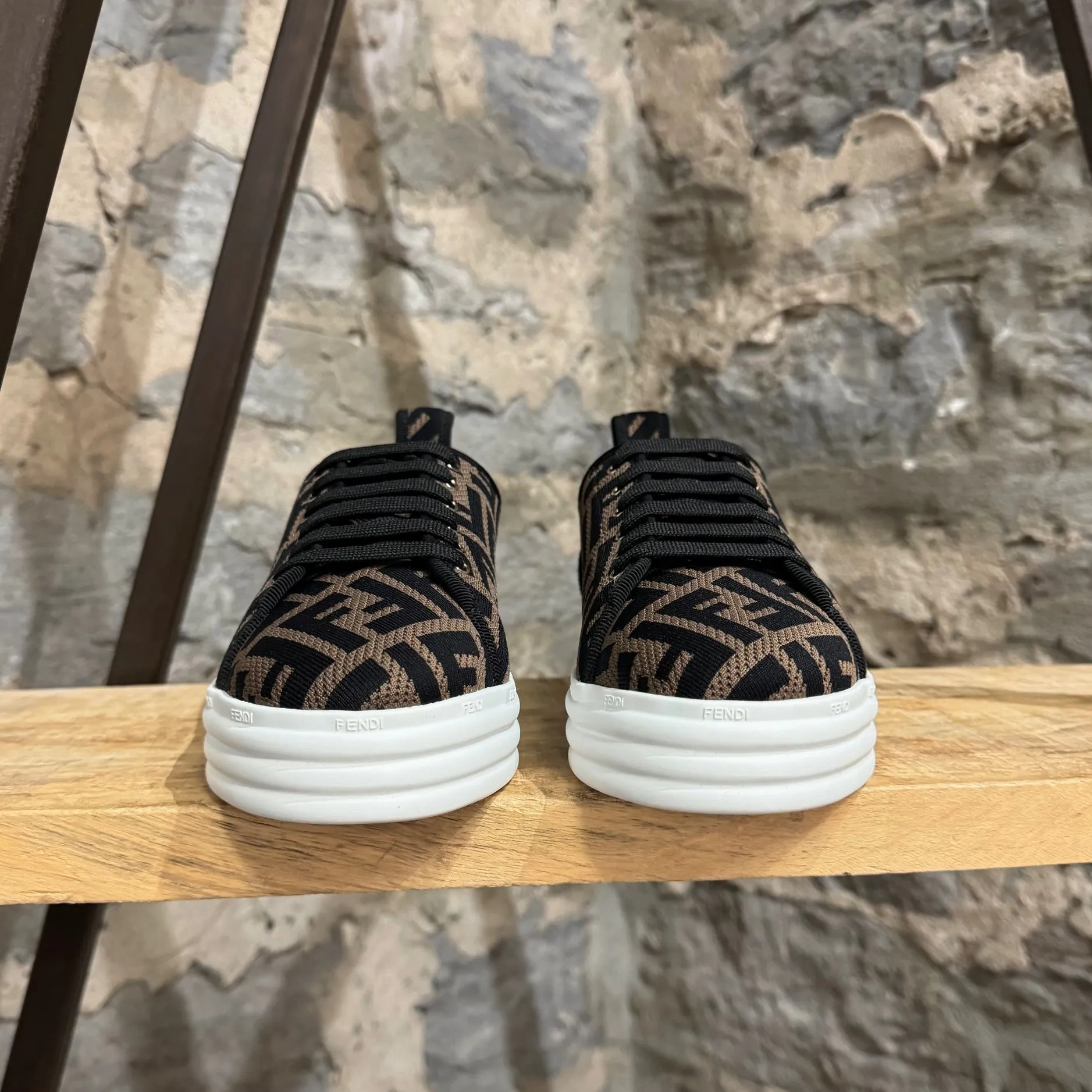 Fendi Zucca FF Brown Mesh Platform Sneakers