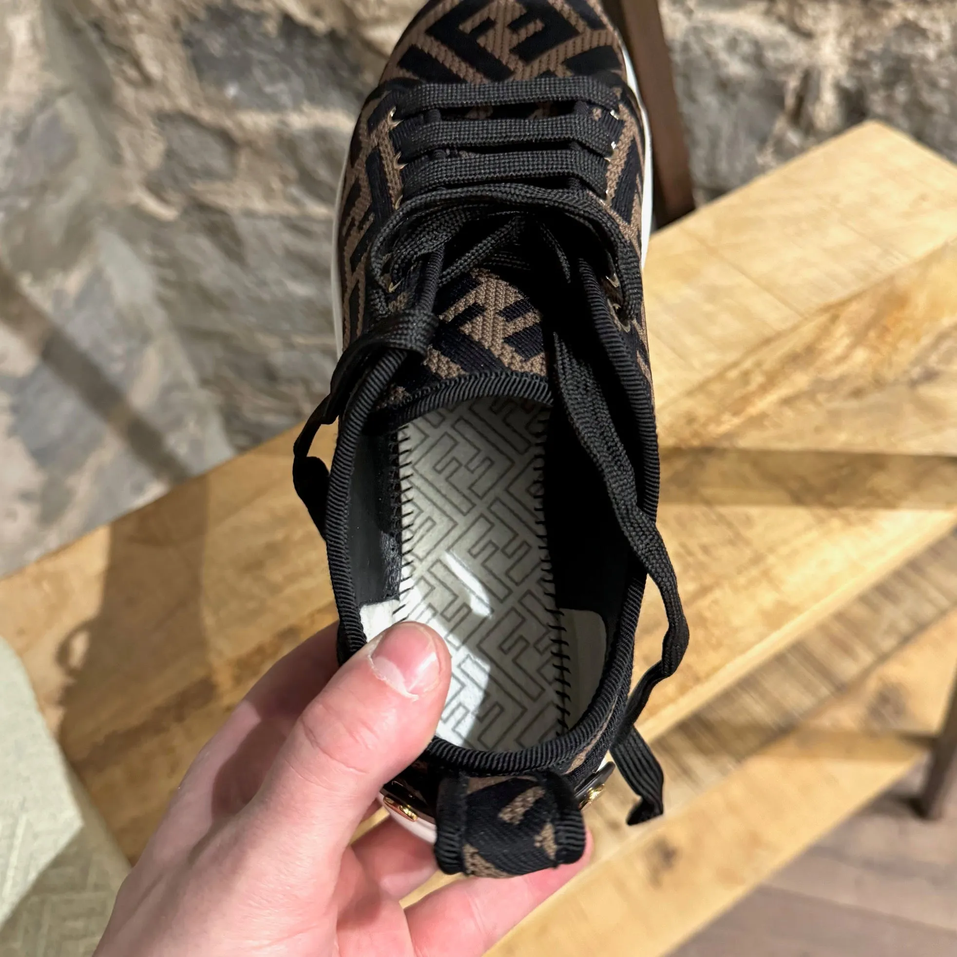 Fendi Zucca FF Brown Mesh Platform Sneakers