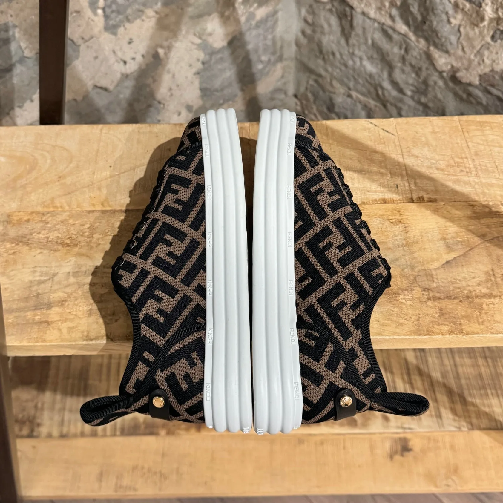 Fendi Zucca FF Brown Mesh Platform Sneakers