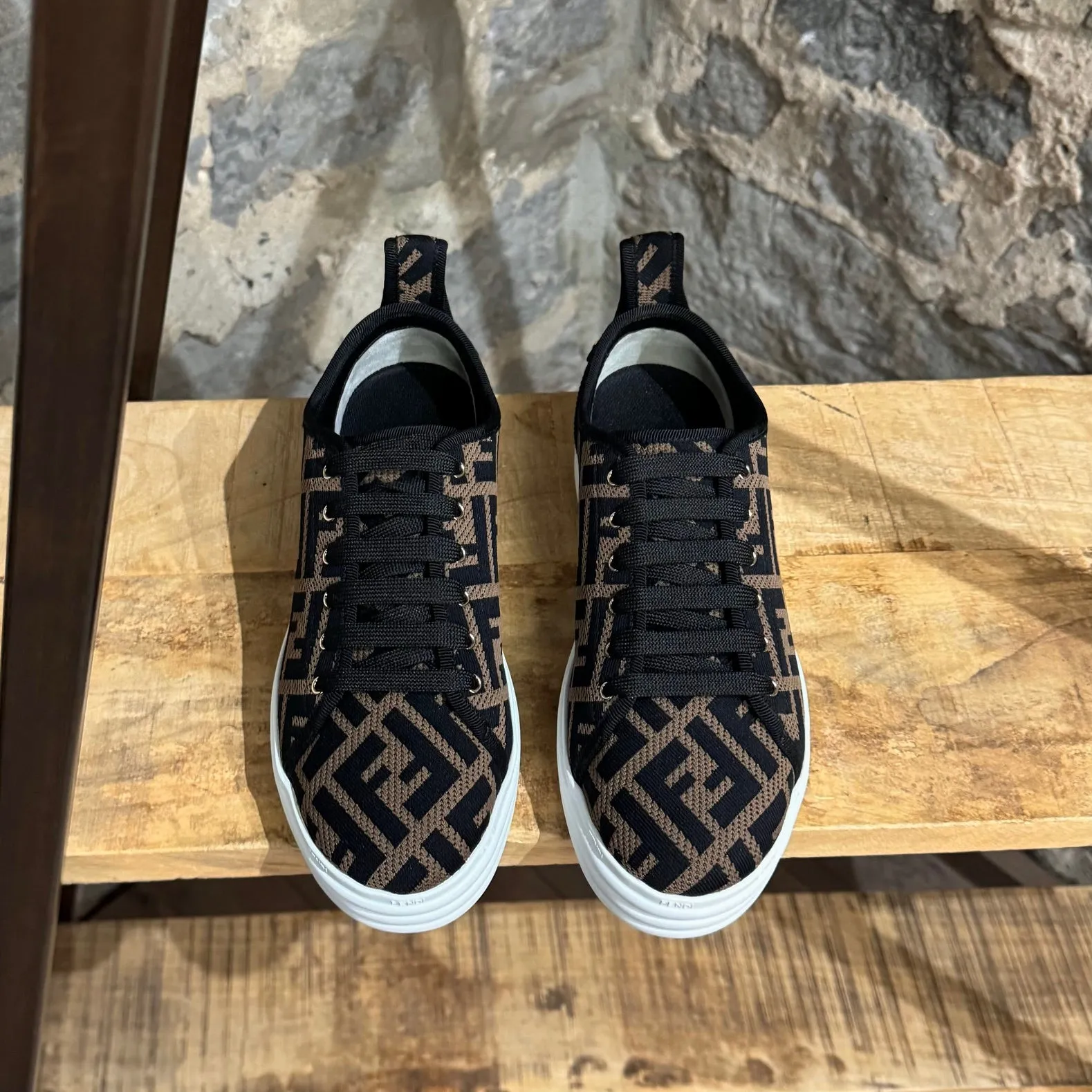 Fendi Zucca FF Brown Mesh Platform Sneakers
