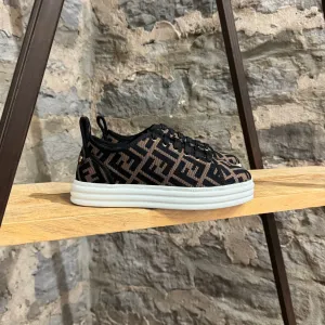 Fendi Zucca FF Brown Mesh Platform Sneakers