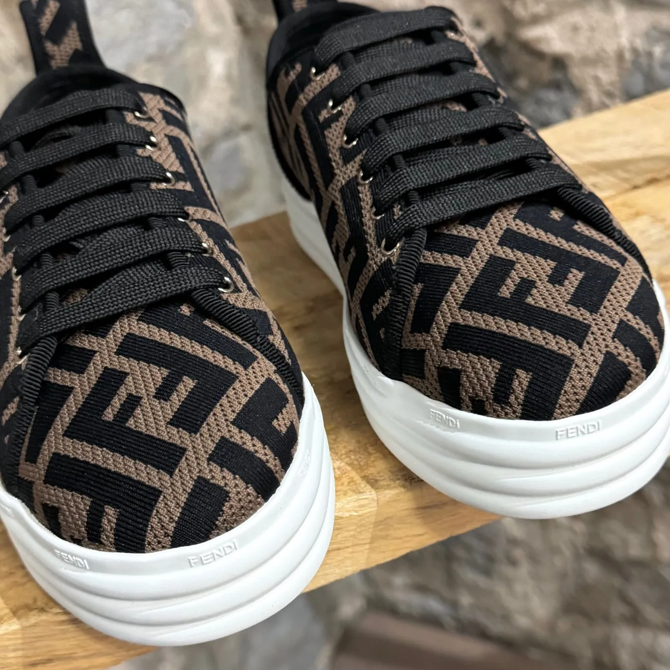 Fendi Zucca FF Brown Mesh Platform Sneakers
