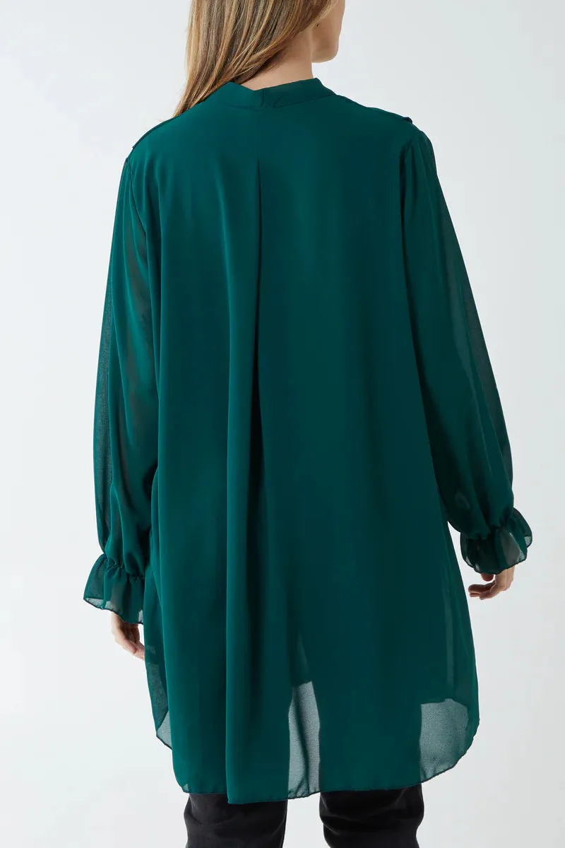 Forest Livia Sheer Ruffle Trim Oversized Shirt