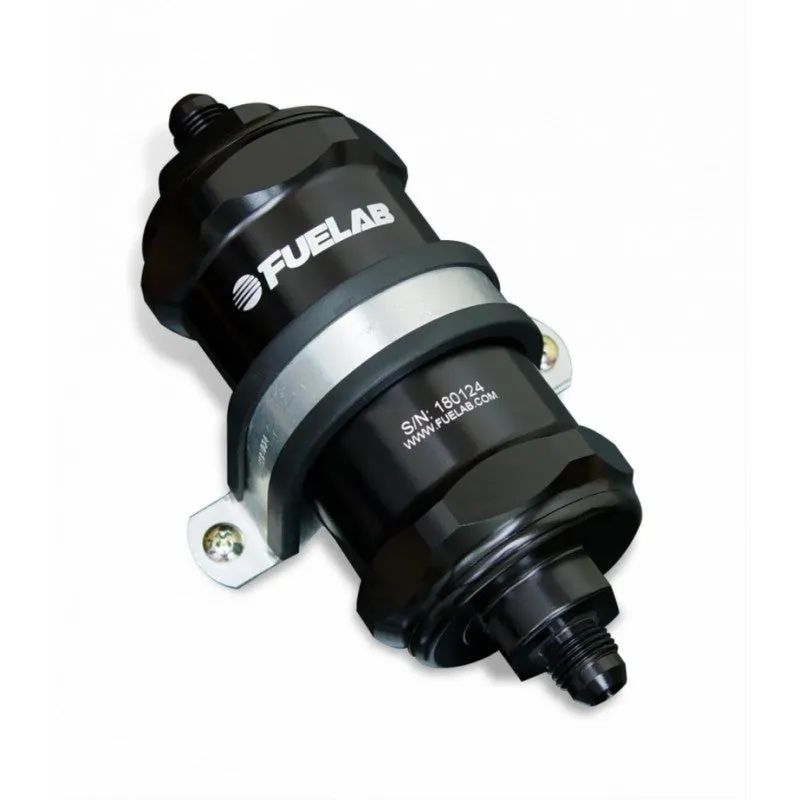 FUELAB 81801-1 In-Line Fuel Filter (6AN in/out, 3 inch 10 micron paper element) Black