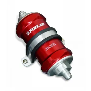 FUELAB 81801-2 In-Line Fuel Filter (6AN in/out, 3 inch 10 micron paper element) Red