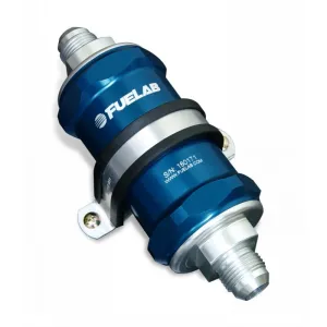 FUELAB 81802-3 In-Line Fuel Filter (8AN in/out, 3 inch 10 micron paper element) Blue