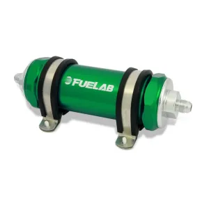 FUELAB 82804-6 In-Line Fuel Filter (12AN in/out, 5 inch 10 micron paper element) Green