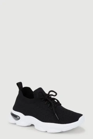 Girls Textured Knit Slip On Platform Sneakers