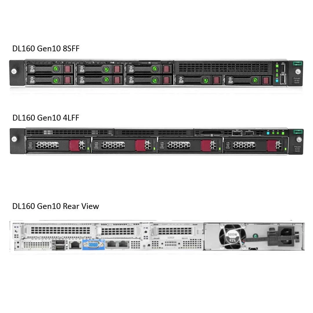 HPE ProLiant DL160 Gen10 4208 2.1GHz 8-core 1P 16GB-R 8SFF 500W PS Server | P19560-B21