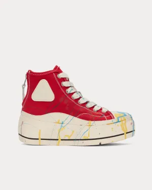 Kurt Paint Splatter Canvas Red High Top Sneakers