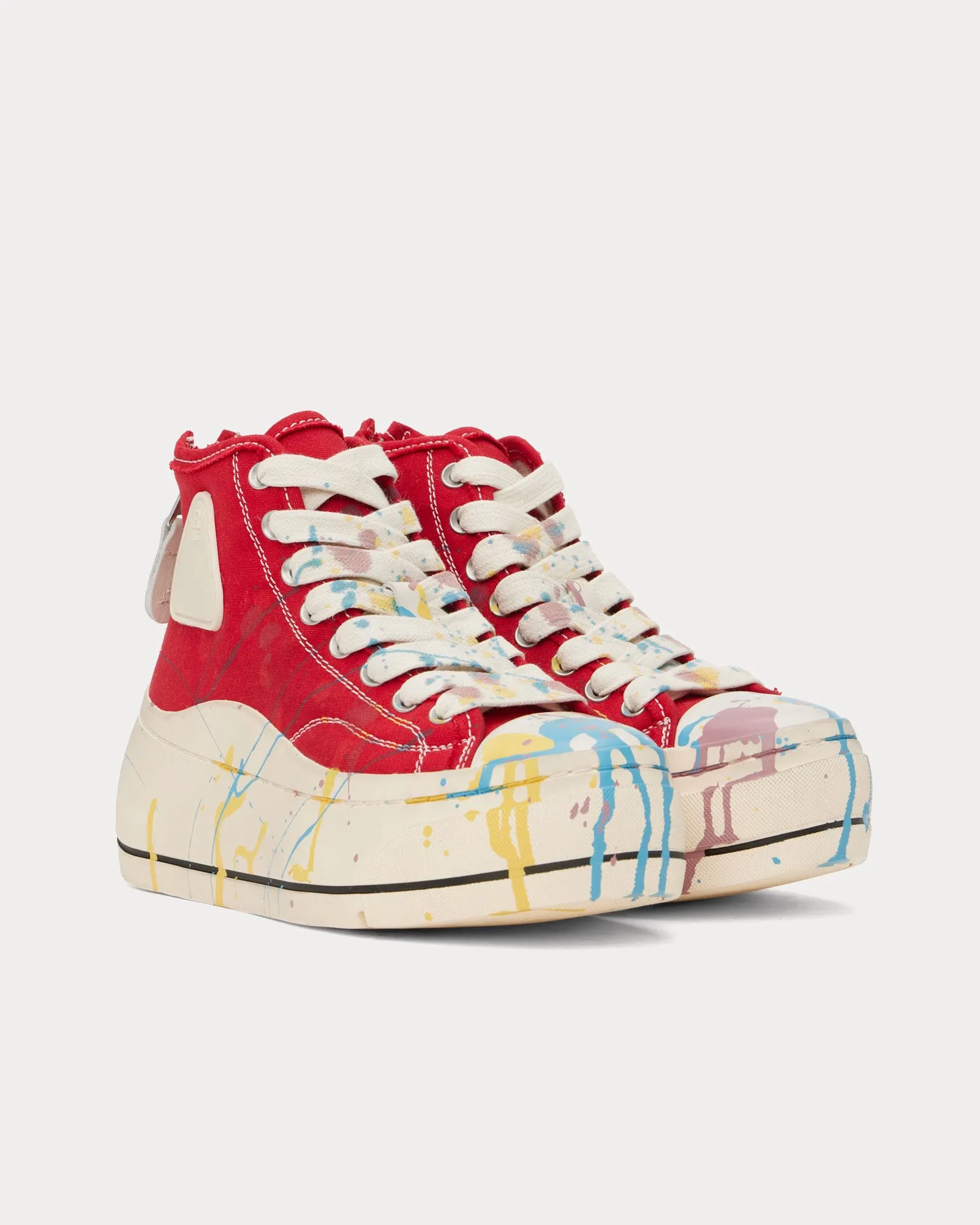 Kurt Paint Splatter Canvas Red High Top Sneakers