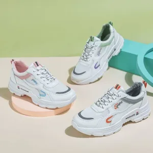 Letter Embroidered Mesh Panel Platform Sneakers