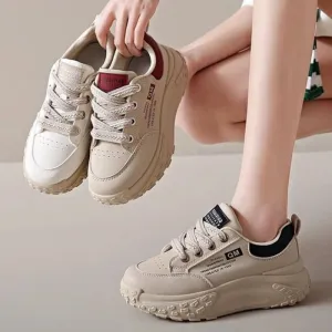 Lettering Lace-Up Platform Sneakers