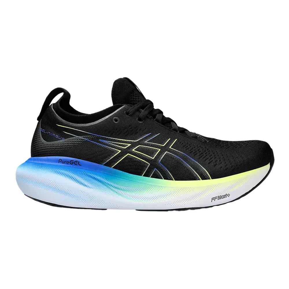 Men's Asics Gel-Nimbus 25, Black/Glow Yellow, 15 4E Extra Wide