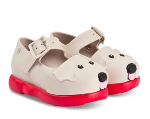 Mini Melissa Beige Puppy with Red Bottom Shoes