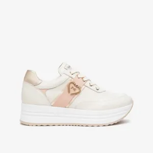 Nerogiardini cream and pink platform sneakers