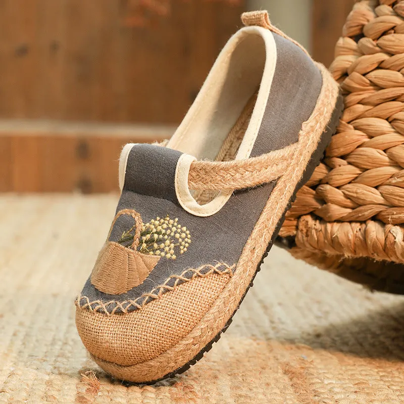New Embroidered Shoes Flat-heeled and Low-top Embroidered Shallow-mouthed Shoes Ethnic Style Cloth Shoes
