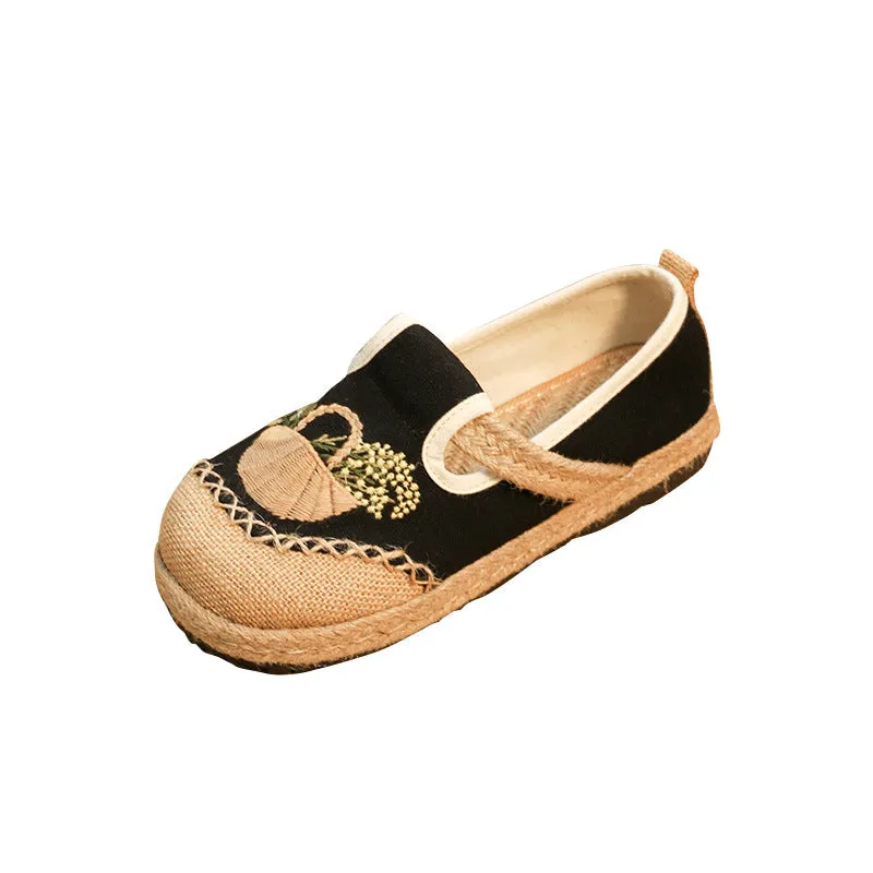 New Embroidered Shoes Flat-heeled and Low-top Embroidered Shallow-mouthed Shoes Ethnic Style Cloth Shoes