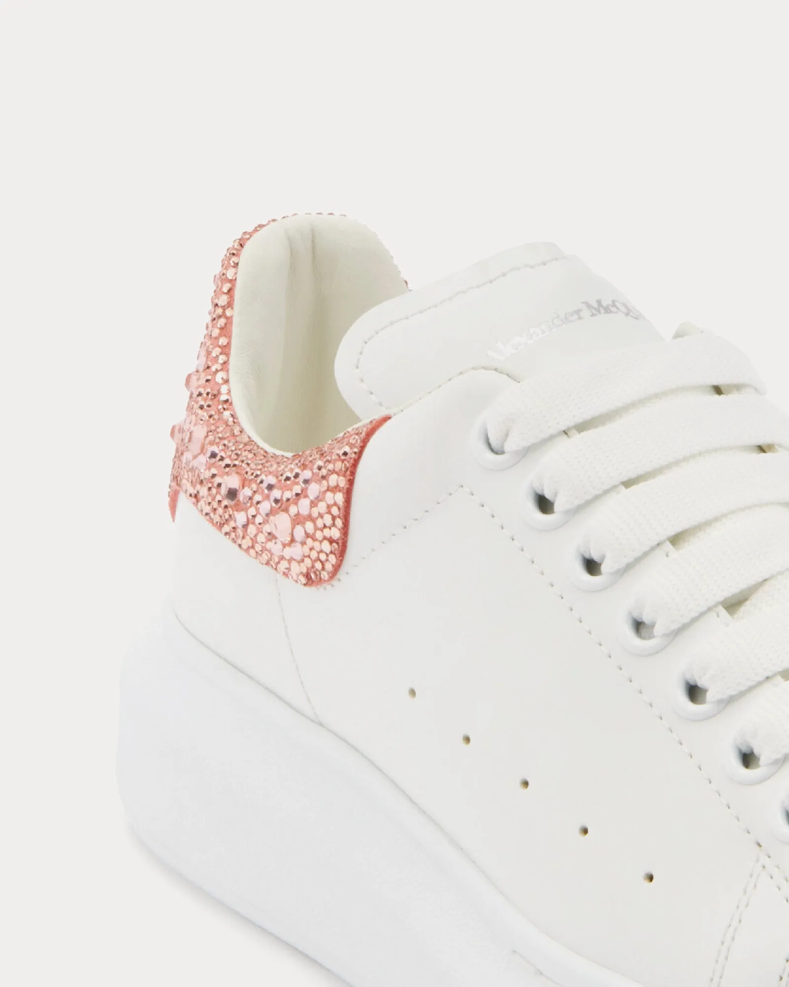 Oversized with Crystal Embellished Heel White / Clay Low Top Sneakers