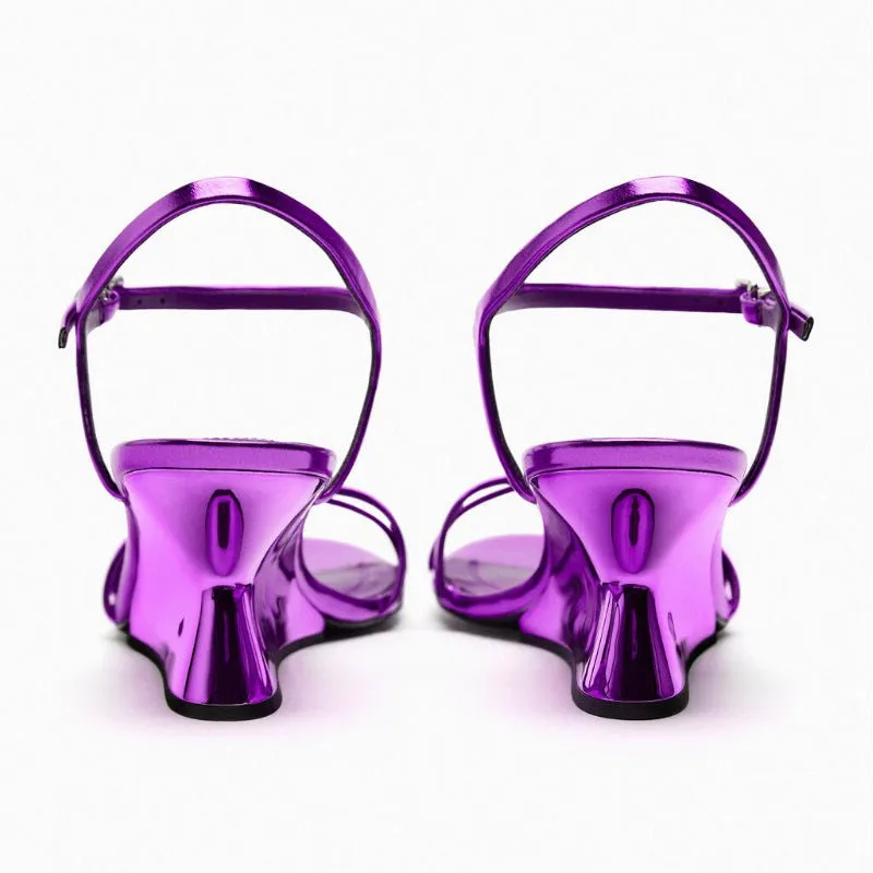 Purple Slope and Soft Open Toe Stylish and Versatile Fairy Shoes